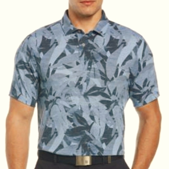 PGA Tour Backyard Botanical-Print Performance Golf Polo Shirt Size XXL - Picture 1 of 9